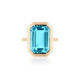 Goshwara "Manhattan" Emerald Cut Blue Topaz Bezel Set Ring