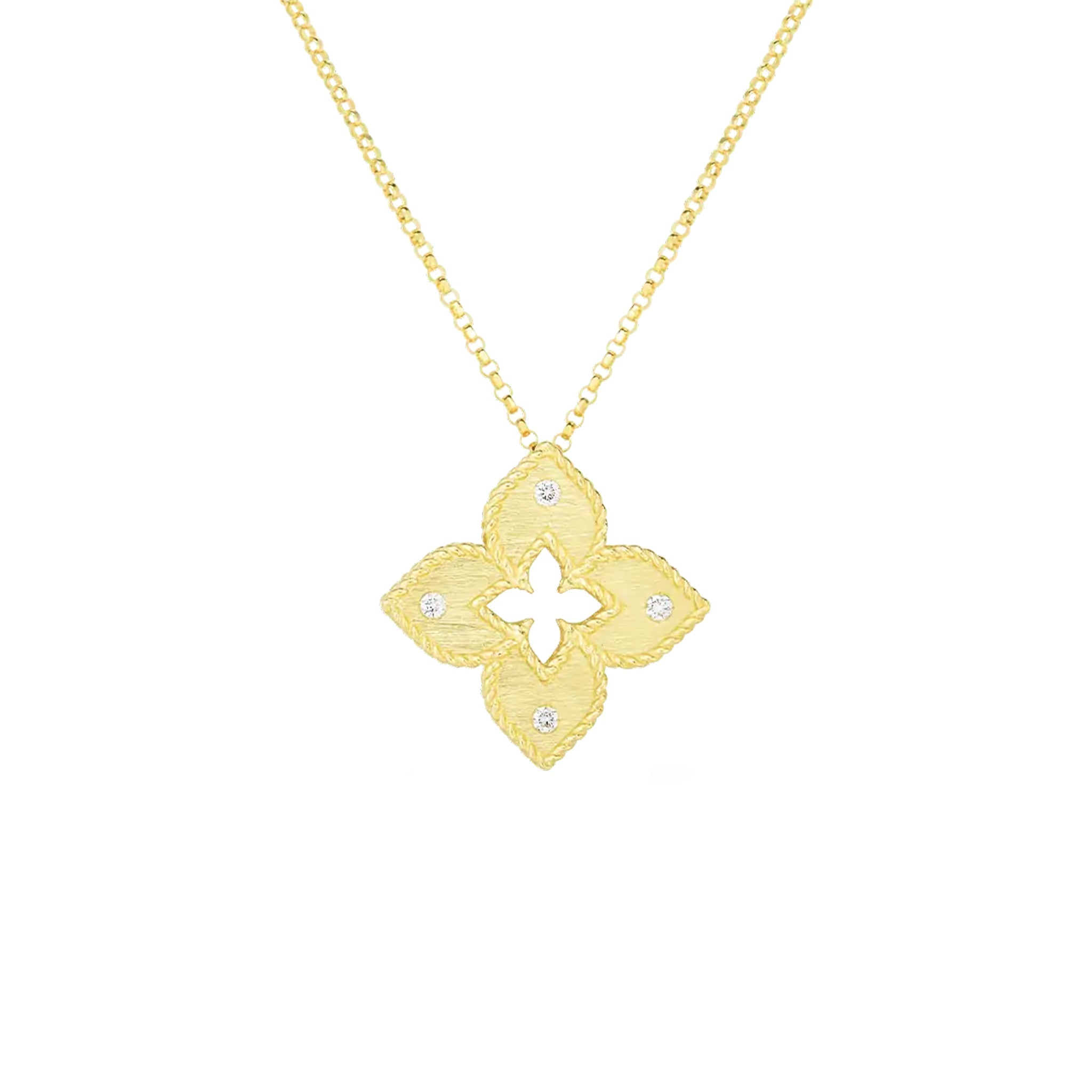 Roberto Coin petite Venetian Princess satin flower pendant with diamonds - Be On Park