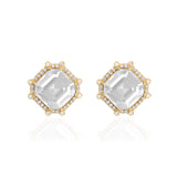 Goshwara Moon Quartz & Diamond Octagon Studs