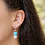 Lauren K Turquoise, Garnet & Pearl Drop Earrings