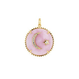 Bright Gems & Beads Pink Opal & Diamond Moon & Star Pendant