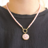 Bright Gems & Beads Pink Opal & Diamond Moon & Star Pendant