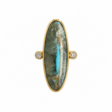 GURHAN 24K Yellow Gold Oval Turquoise and Diamond Ring