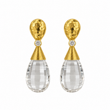 GURHAN 24K Yellow Gold Rock Crystal and Diamond Drop Earrings