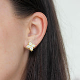 Roberto Coin White & Yellow Gold Medium Princess Flower Studs - Be On Park