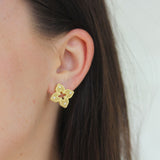 Roberto Coin Yellow Gold Petite Venetian Princess Satin Stud Earrings with Diamonds - Be On Park