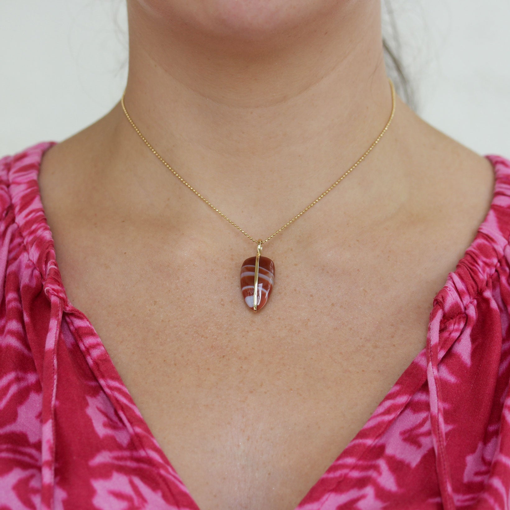 By Pariah Large Pebble Pendant Red Carnelian - Be On Park