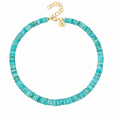 The Finest Stack 14K Yellow Gold Amazonite Heishi Beaded Necklace