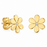 Sydney Evan 14K Yellow Gold Diamond Daisy Stud Earrings