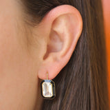 Goshwara 'Queen" Emerald Cut Rock Crystal and Black Enamel Drop Earrings