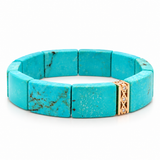 Sydney Evan 14K Yellow Gold Diamond Bezel Fishtail Spacer Turquoise Bracelet