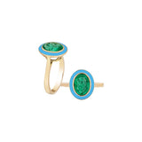 Goshwara 'Queen' Oval Emerald and Turquoise Enamel Ring