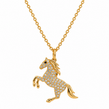 Sydney Evan 14K Yellow Gold Diamond & Black Diamond Horse Charm Necklace