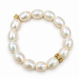 Sydney Evan 14K Yellow Gold Diamond Tiny Plumeria Rondelle Pearl Bracelet