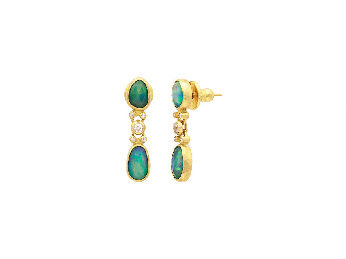Gurhan Elements Gold Single Drop Earrings with Opal & Diamond - Be On Park