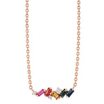 Suzanne Kalan Rose Gold Rainbow Sapphire and Diamond Mixed Mini Bar Necklace - Be On Park