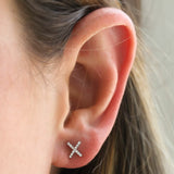 Shy Creation White Gold X&O Diamond Studs - Be On Park