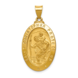 14ky Polished and Satin St Christopher Medal Hollow Pendant