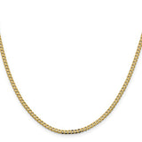 14Ky 24 inch 2.3mm Flat Beveled Curb with Lobster Clasp Chain