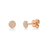 Shy Creation Rose Gold Pave Diamond Circle Studs