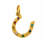 Stephanie Albertson 22K Yellow Gold Multicolor Gemstone Horseshoe Pendant - Be On Park