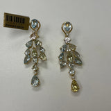 18ky "G-One" Beryl & AQU 12.76ctw Tiny PS Chandelier Earrings w/ DIA 0.20ctw