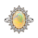 14K White Gold Opal & Diamond Halo Ring - Be On Park
