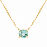 The Finest Stack 14K Yellow Gold Seafoam Tourmaline Cushion Pendant Necklace