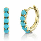 Shy Creation Yellow Gold Turquoise Huggies