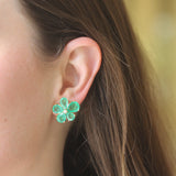 Goshwara 'G-One' Cluster Emerald and Diamond Flower Studs