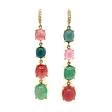 Lauren K Cabochon Pink and Green Tourmaline Joyce Earrings