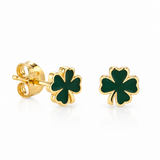 Sydney Evan 14K Yellow Gold Mini Enamel Clover Stud Earrings
