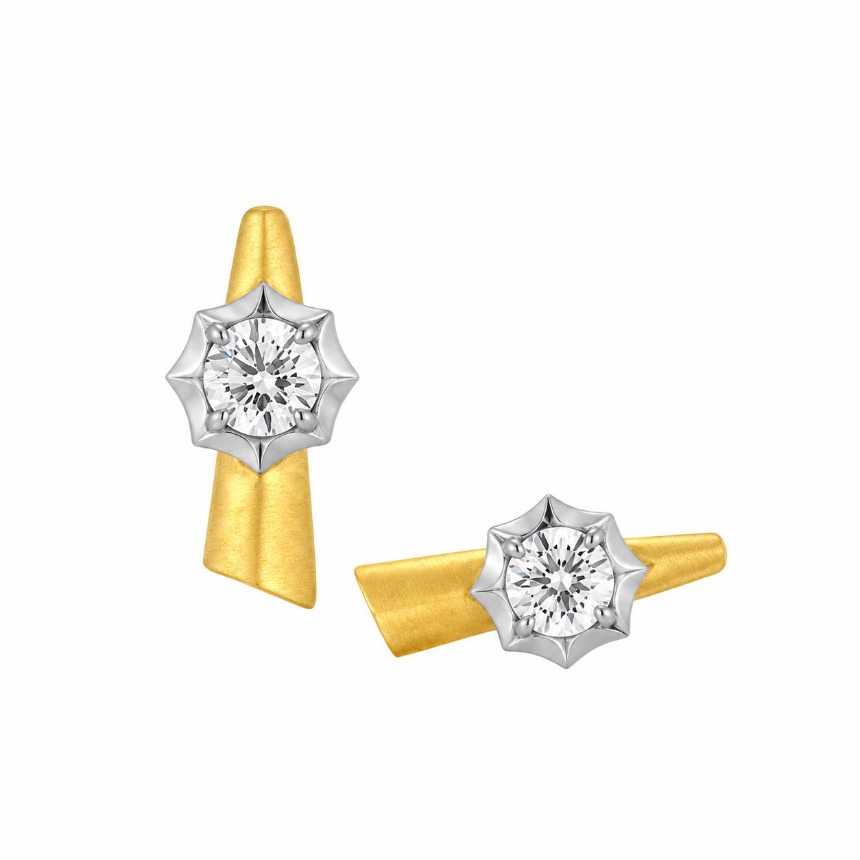 Jade Trau Mini Sophisticate Two-Tone Diamond Bar Stud Earrings - Be On Park