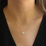 Shy Creation Yellow Gold "Amor" Pave Diamond Heart Necklace