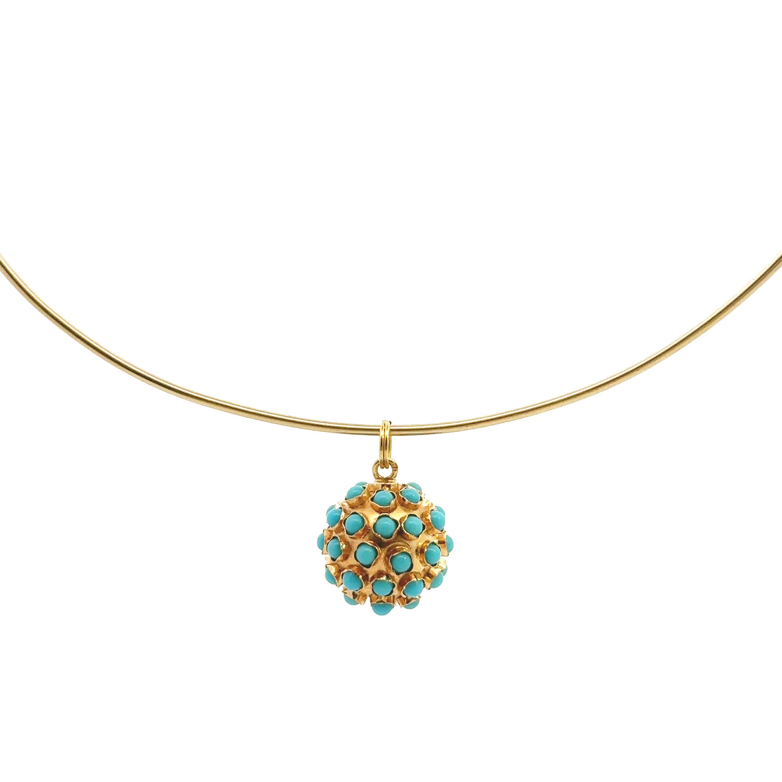 Vintage Gold and Turquoise Ball Charm - Be On Park