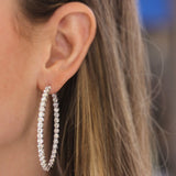 oval shaped 10.20 ctw diamond hoop earrings - Be On Park