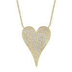 Shy Creation Yellow Gold "Amor" Pave Diamond Large Heart Necklace - Be On Park