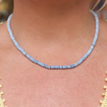 Lauren K Smooth Blue Ombre Opal Beaded Necklace with 5 Gold Beads - Be On Park
