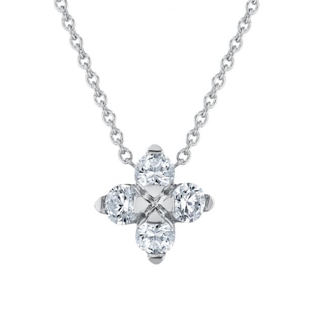 Roberto Coin White Gold Love in Verona Small Diamond Flower Necklace - Be On Park