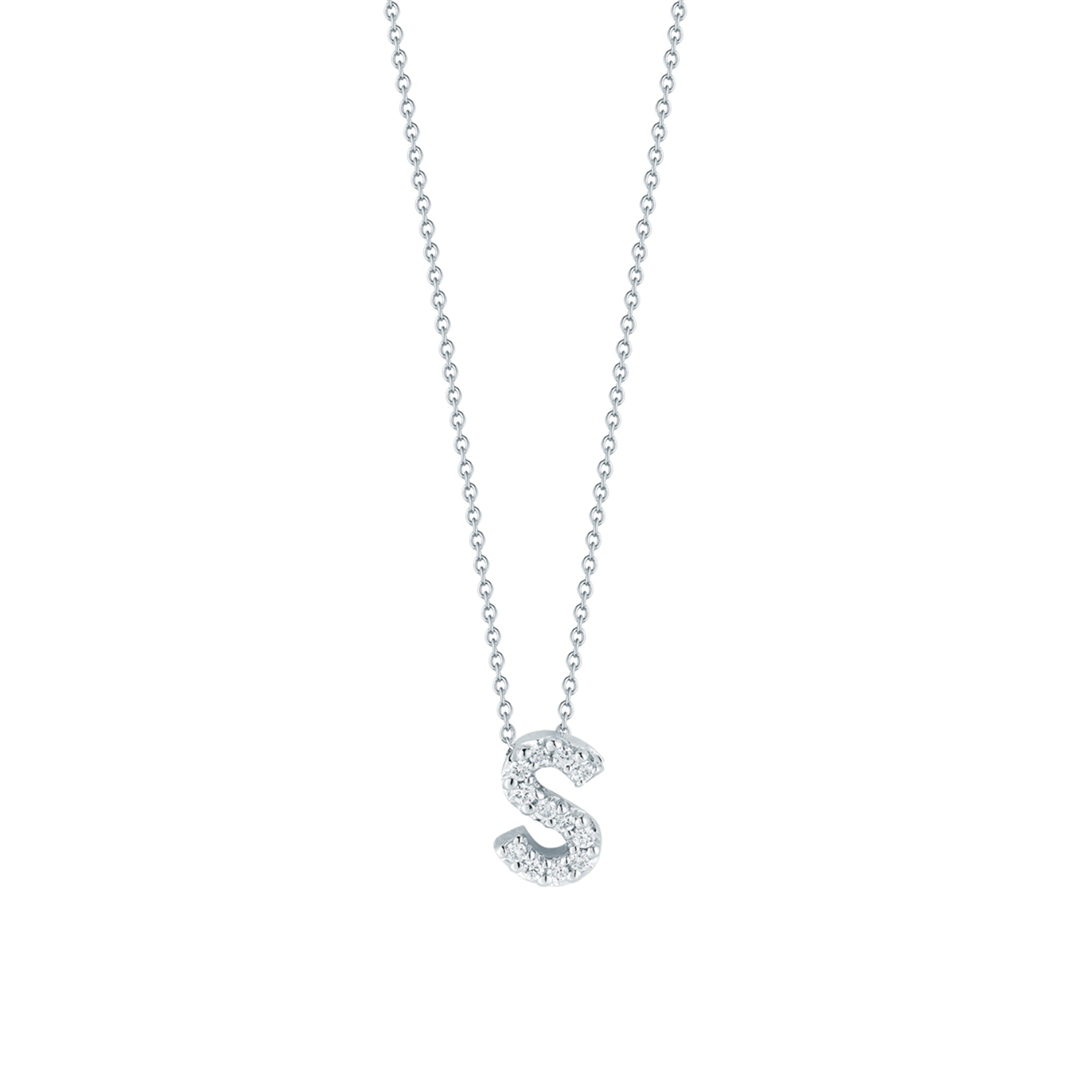 Roberto Coin 16-18" love letter diamond "S" necklace, additional letters available - Be On Park