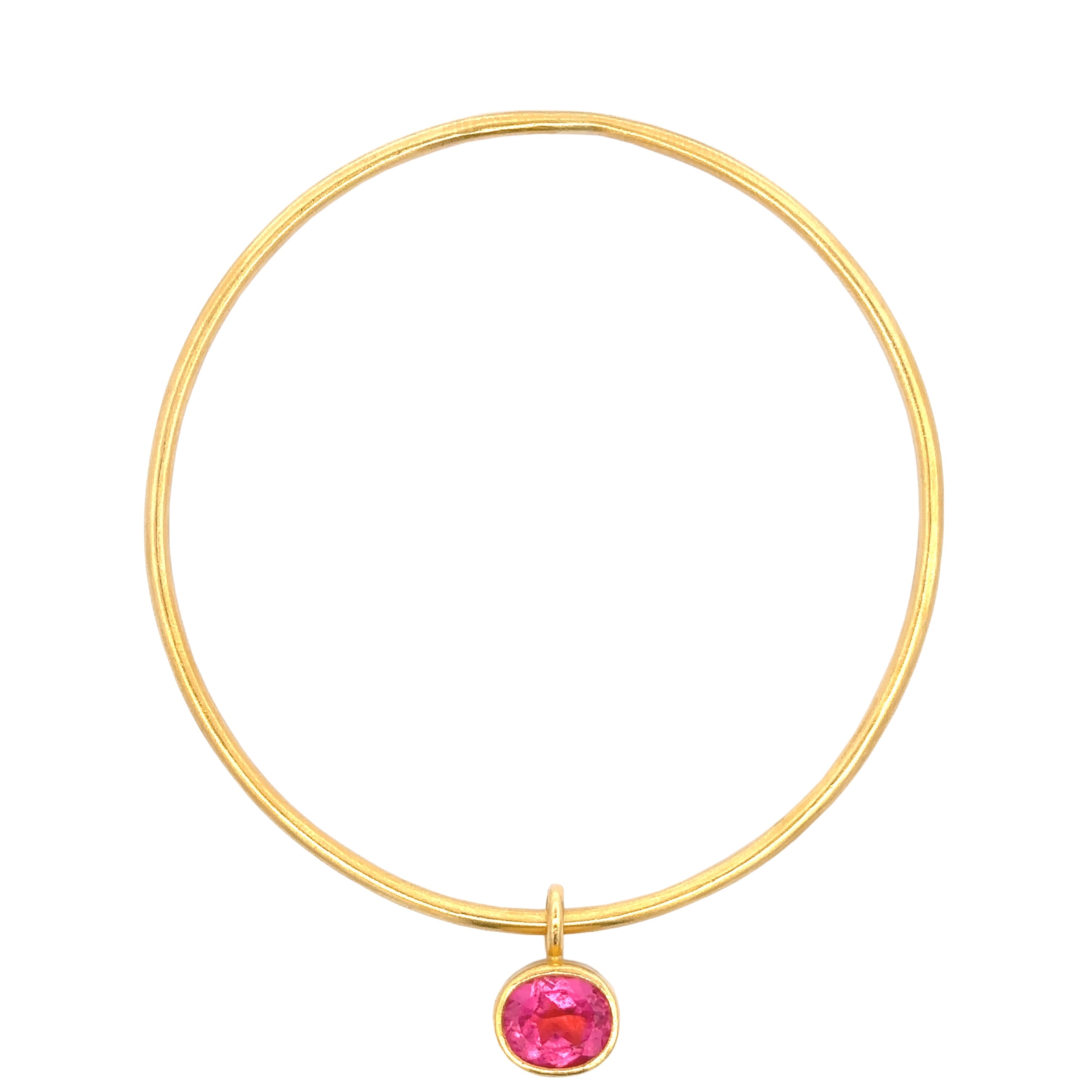 Stephanie Albertson Pink Tourmaline Faceted Oval Charm Bangle - Be On Park
