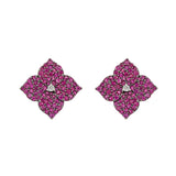 Piranesi Deep Pink Sapphire & Diamond Small Mosaique Flower Studs - Be On Park