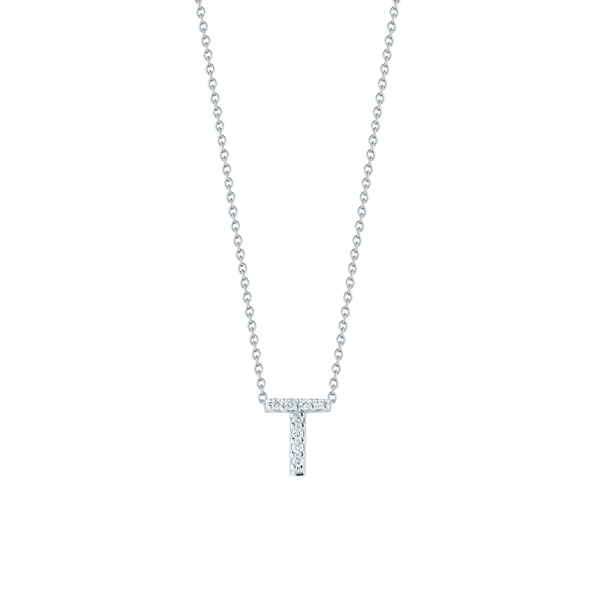 Roberto Coin 16-18" love letter diamond "T" necklace, additional letters available - Be On Park