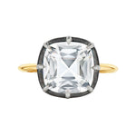 Signed Fred Leighton Cushion White Topaz Silver topped Gold Collet Ring - Be On Park