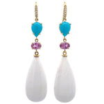 Lauren K Pink Sapphire, White Agate and Turquoise Earrings - Be On Park