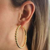 Roberto Coin XL gold bead motif hoop earrings - Be On Park