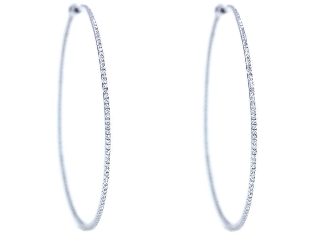 micropave thin 2 inch diamond hoops - Be On Park