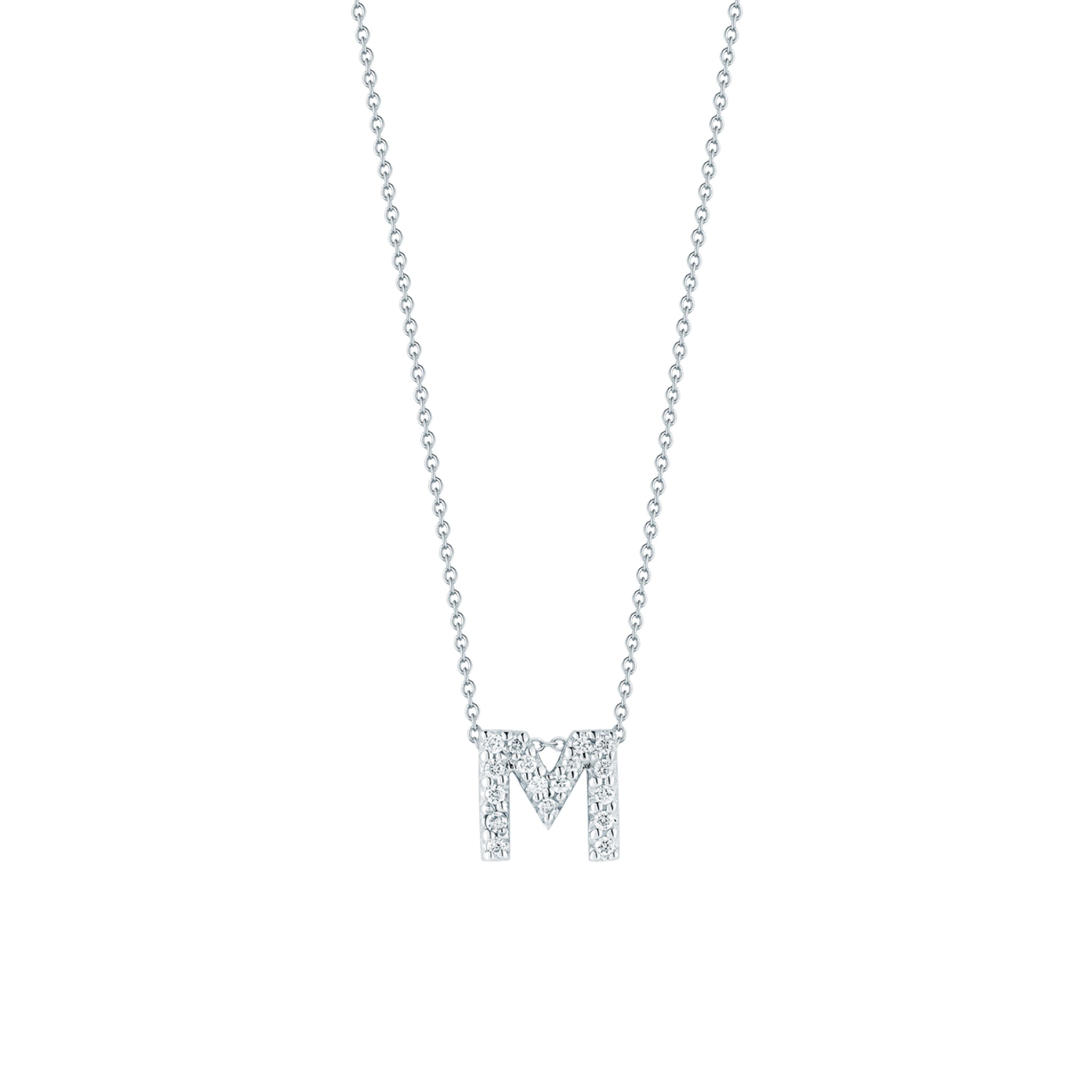 Roberto Coin 16-18" love letter diamond "M" necklace, additional letters available - Be On Park