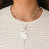 Diamond & Mother of Pearl Heart Necklace on White Cord - Be On Park