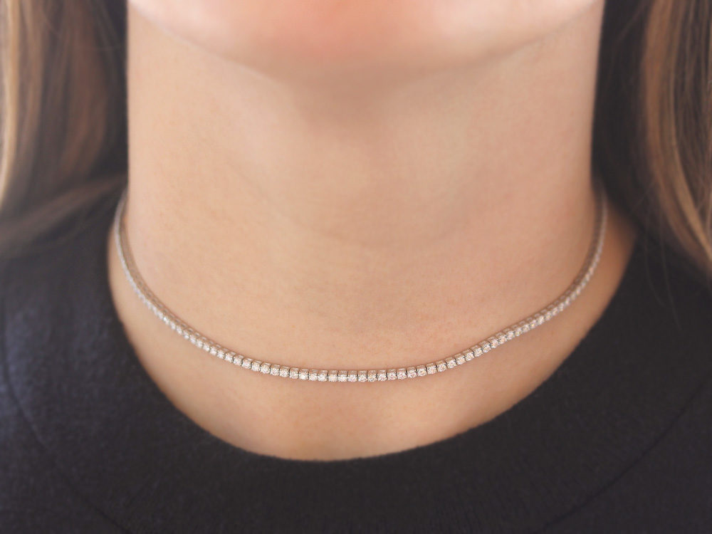 single row diamond choker necklace - Be On Park